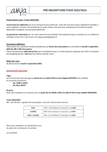 Préinscriptions 2022 2023-Asya